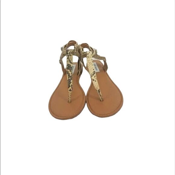 Steve Madden Leven T-Strap Sandal Snakeskin Rhinestone - Picture 2 of 4